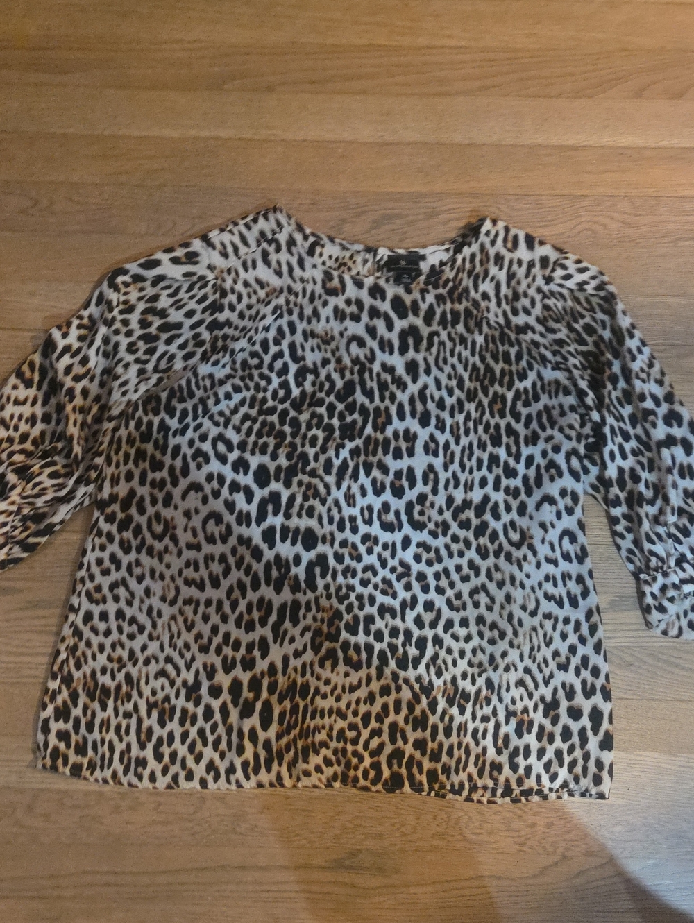 Worthington Leopard Print Long Sleeve Blouse - Black, Cream, Brown